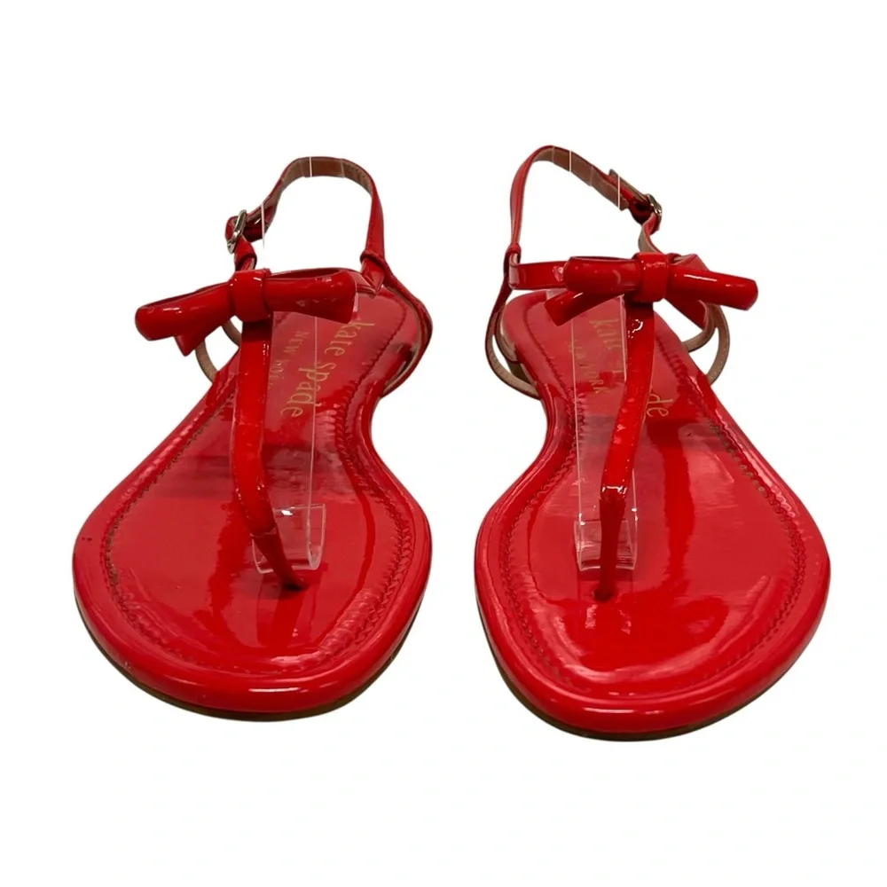 Kate Spade New York Piazza Patent Leather Coral Rose T Strap Sandals Women’s 9 - Picture 3 of 13
